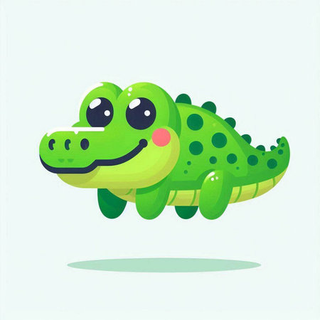 Cute cartoon crocodile. Vector illustration of a green crocodile.のイラスト素材