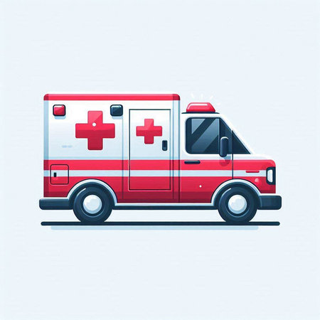 Ambulance car vector illustration. Flat style design. Vector illustration.のイラスト素材