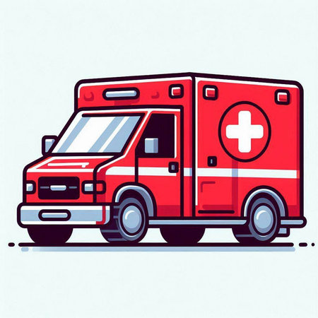 Ambulance car. Vector illustration of a red ambulance car.