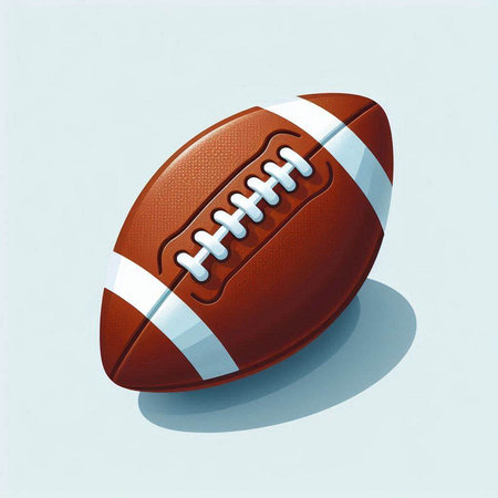 American football ball on a light blue background. 3D rendering.のイラスト素材