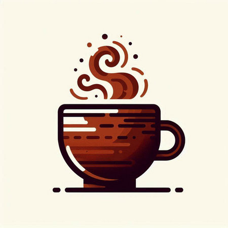 Coffee cup with steam. Vector illustration in flat style.のイラスト素材
