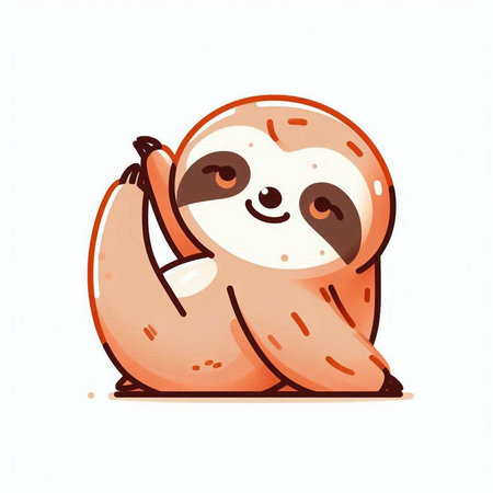 Cute cartoon sloth on a white background. Vector illustration.のイラスト素材