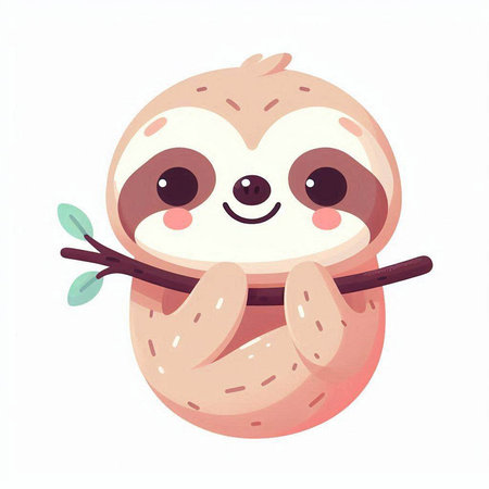 Cute cartoon sloth. Vector illustration isolated on white background.のイラスト素材