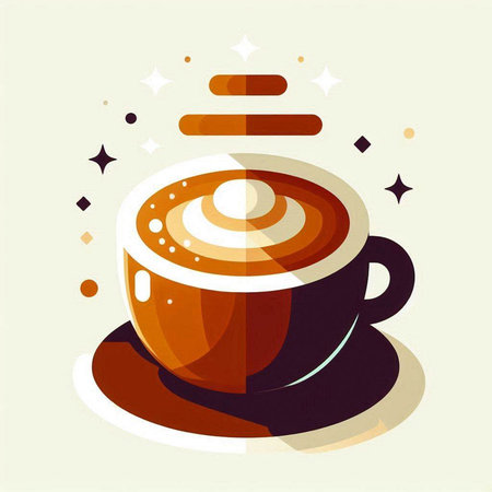 Coffee cup with saucer, vector illustration in flat styleのイラスト素材