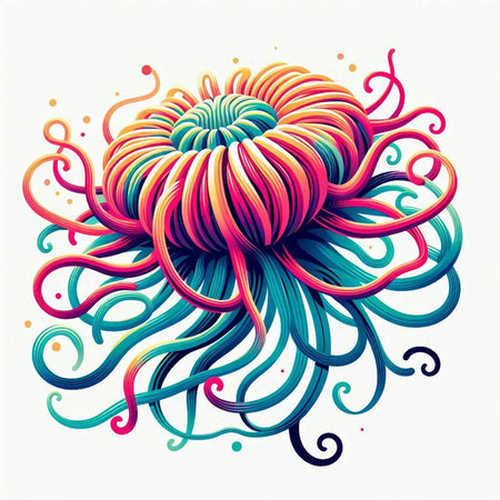 Colorful abstract background with swirls and curls. Vector illustration.のイラスト素材