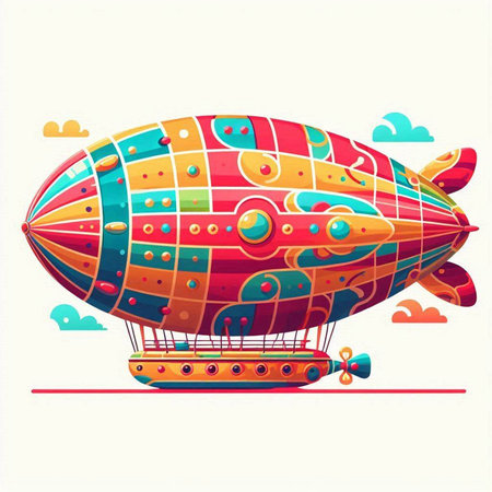 Colorful hot air balloon flying in the sky. Vector illustration.のイラスト素材