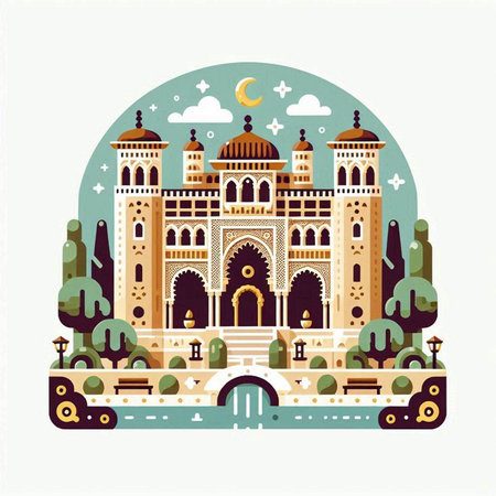 Taj Mahal in Agra, India. Vector illustration.のイラスト素材