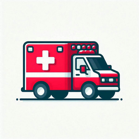 Ambulance car icon. Vector illustration of ambulance car with cross.のイラスト素材