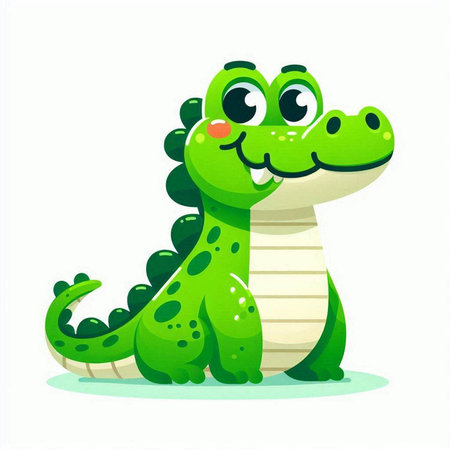 Cute cartoon crocodile. Vector illustration isolated on white background.のイラスト素材