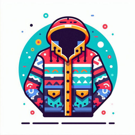 Colorful winter jacket on a white background. Vector illustration in flat style.のイラスト素材