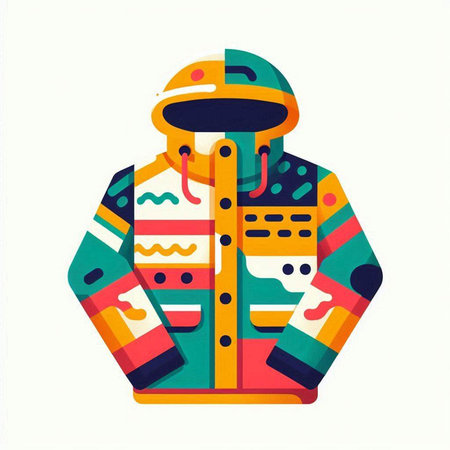 Colorful winter jacket isolated on a white background. Vector illustration.のイラスト素材