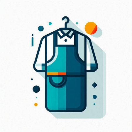 Clothes on hanger icon in flat design style. Vector illustration.のイラスト素材