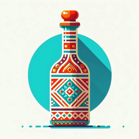Mexican tequila bottle, vector illustration in flat design style.のイラスト素材