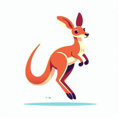 Kangaroo jumping. Cartoon kangaroo. Vector illustration.のイラスト素材