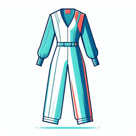 Ski jumpsuit. Isolated on white background. Vector illustration.のイラスト素材