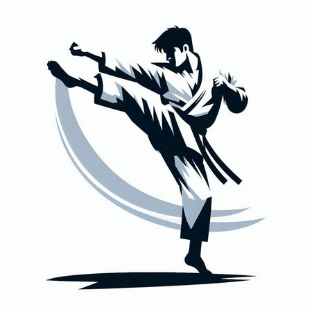 karate fighter vector illustration on a white background. Karate sportのイラスト素材
