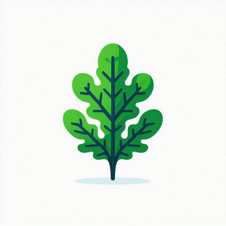 Green oak leaf isolated on white background. Vector illustration in flat style.のイラスト素材