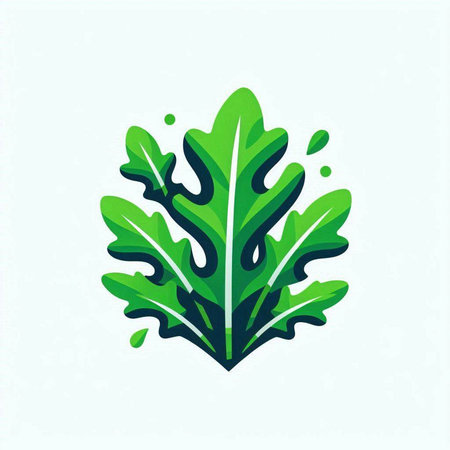 Green leaf of arugula. Isolated vector illustration on white background.のイラスト素材
