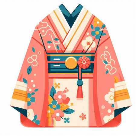 Japanese kimono isolated on a white background. Vector illustration.のイラスト素材