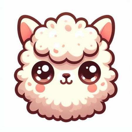 Cute cartoon alpaca. Vector illustration isolated on white background.のイラスト素材