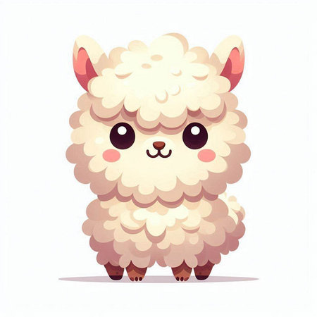 Cute cartoon alpaca isolated on white background. Vector illustration.のイラスト素材