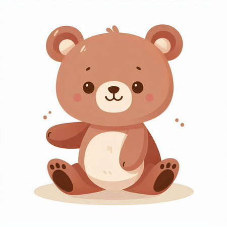Cute cartoon teddy bear on white background. Vector illustration.