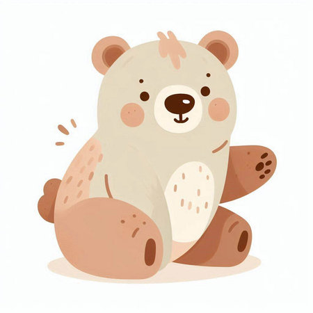 Cute teddy bear sitting on white background. Vector illustration.のイラスト素材