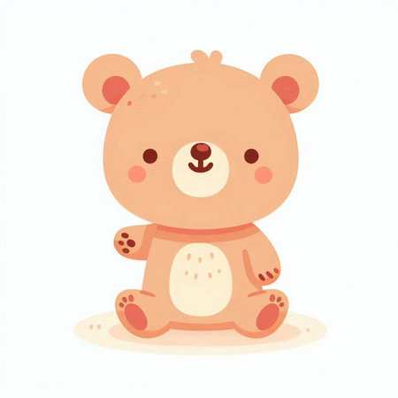Cute teddy bear sitting on the ground. Vector illustration.のイラスト素材