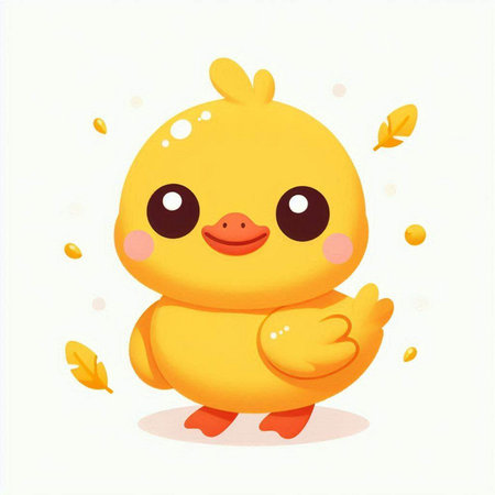 Cute little yellow chicken on a white background. Vector illustration.のイラスト素材