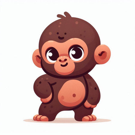 Cute baby monkey isolated on a white background. Vector illustration.のイラスト素材