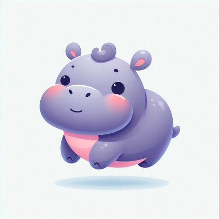 Cute cartoon hippopotamus. Vector illustration for your design.のイラスト素材
