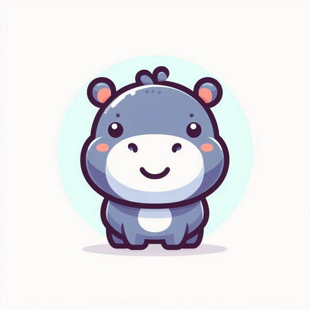 Cute hippo cartoon vector illustration. Cute animal character.のイラスト素材