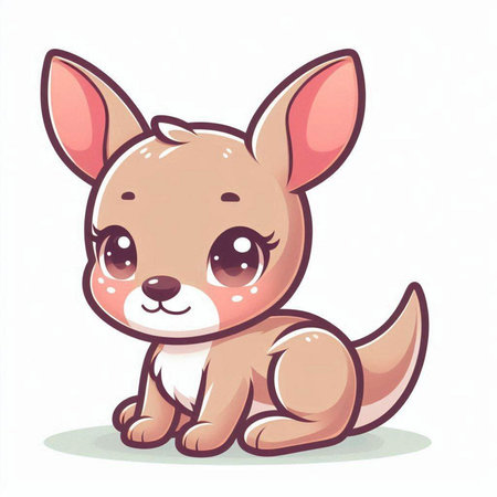 Cute cartoon kangaroo isolated on white background. Vector illustration.のイラスト素材