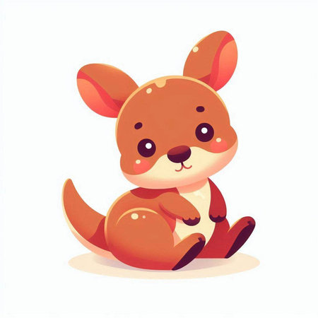 Kangaroo in cartoon style on white background. Vector illustration.のイラスト素材