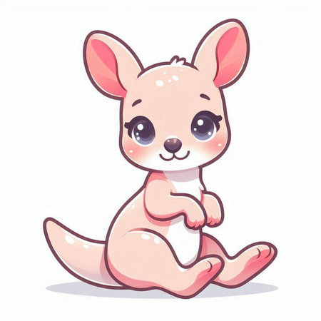 Kangaroo cartoon. Cute kangaroo vector illustration.のイラスト素材