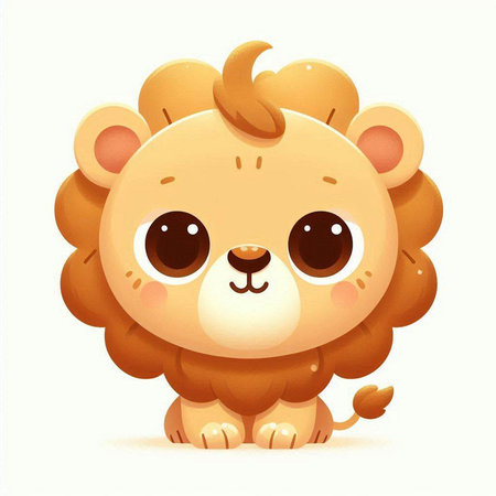 Cute cartoon lion. Vector illustration isolated on a white background.のイラスト素材
