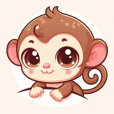 Cute little monkey cartoon character. Vector illustration isolated on white background.のイラスト素材