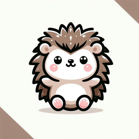 Cute hedgehog cartoon on the white background. Vector illustration.のイラスト素材
