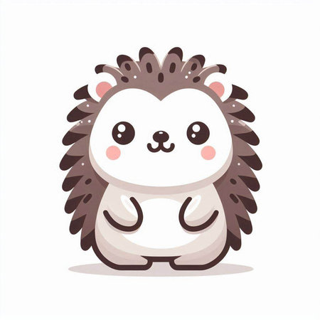 Cute cartoon hedgehog. Vector illustration isolated on white background.のイラスト素材