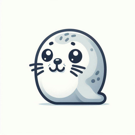 Cute cartoon seal. Vector illustration. Cute animal character.のイラスト素材