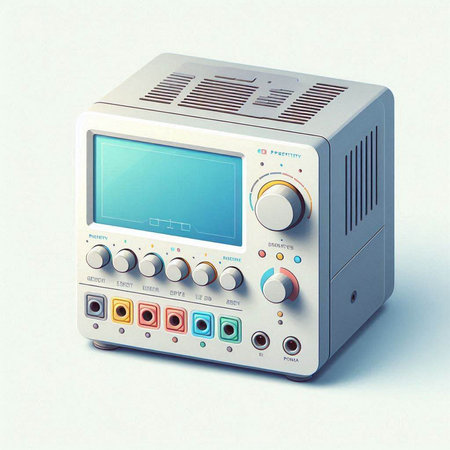 old analog radio on a white background, 3d illustration, retro style