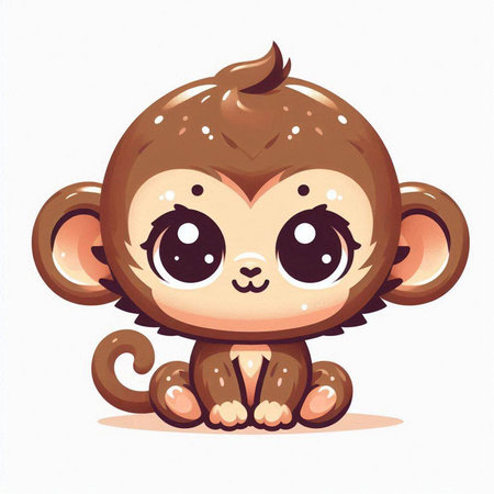 Cute cartoon monkey. Vector illustration isolated on a white background.のイラスト素材