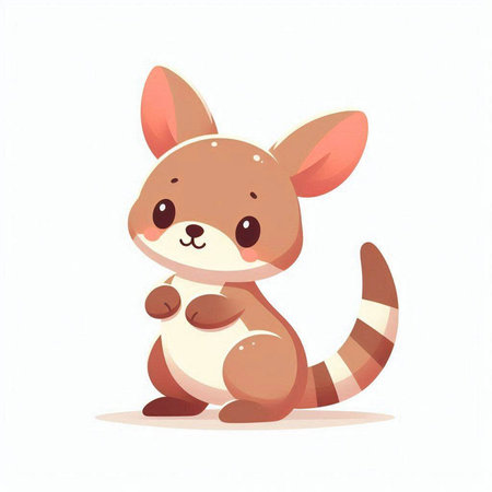 Cute cartoon kangaroo on white background. Vector illustration.のイラスト素材