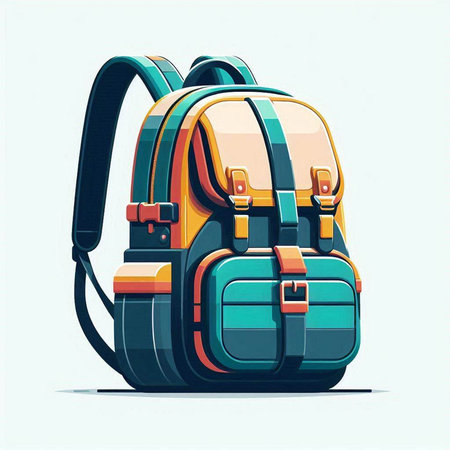 Vector illustration of a backpack isolated on a white background. Cartoon style.のイラスト素材