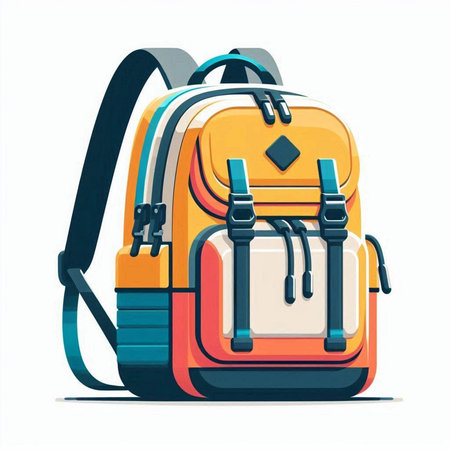 Backpack isolated on white background. Vector illustration. Eps 10.のイラスト素材