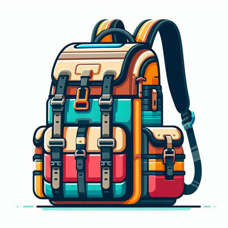 Backpack isolated on white background. Vector illustration. Eps 10.のイラスト素材