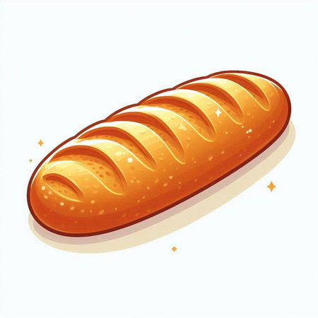 Illustration of a fresh loaf of bread on a white background.