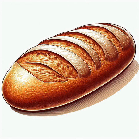 A loaf of bread on a white background. 3D render.