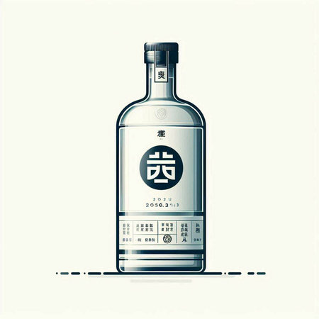 Illustration of tequila bottle with chinese hieroglyphs.のイラスト素材