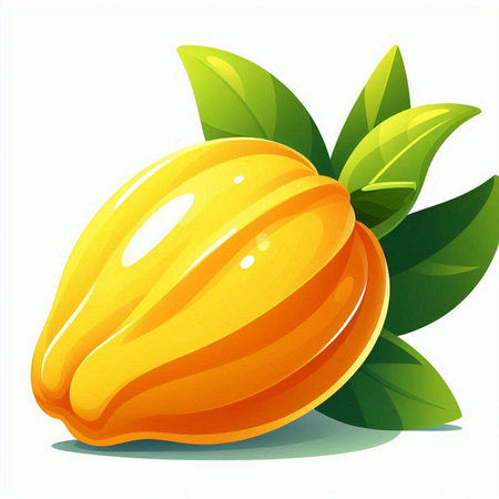 peach with leafs isolated on white background. vector illustration.のイラスト素材